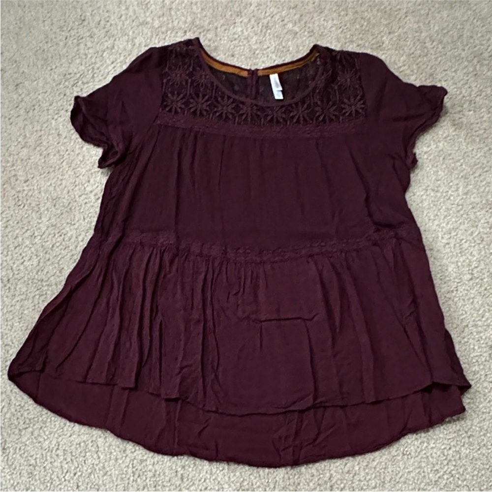 Xhilaration Burgundy Boho Blouse